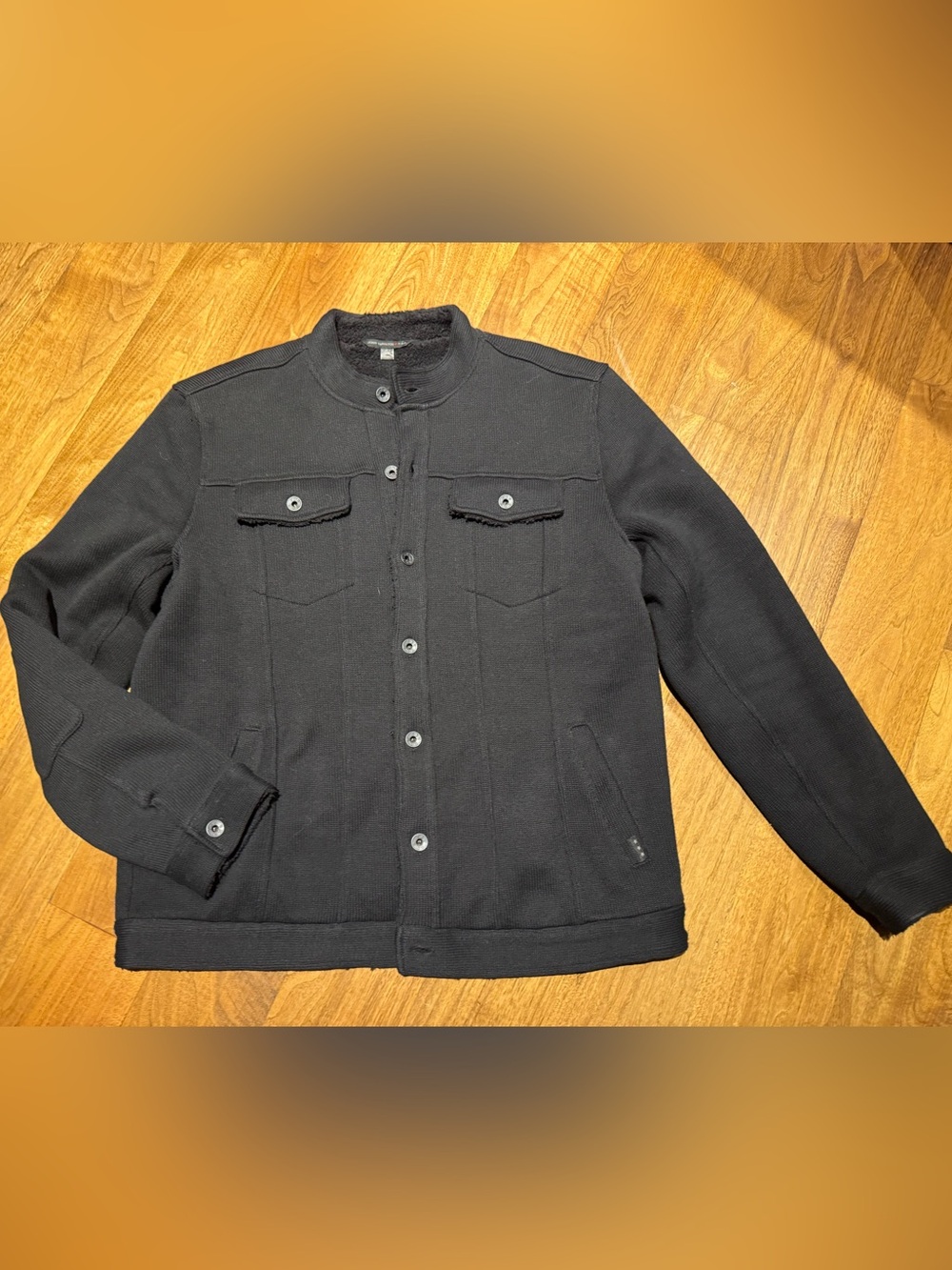 John Varvatos Black Button-Up Knit Jacket